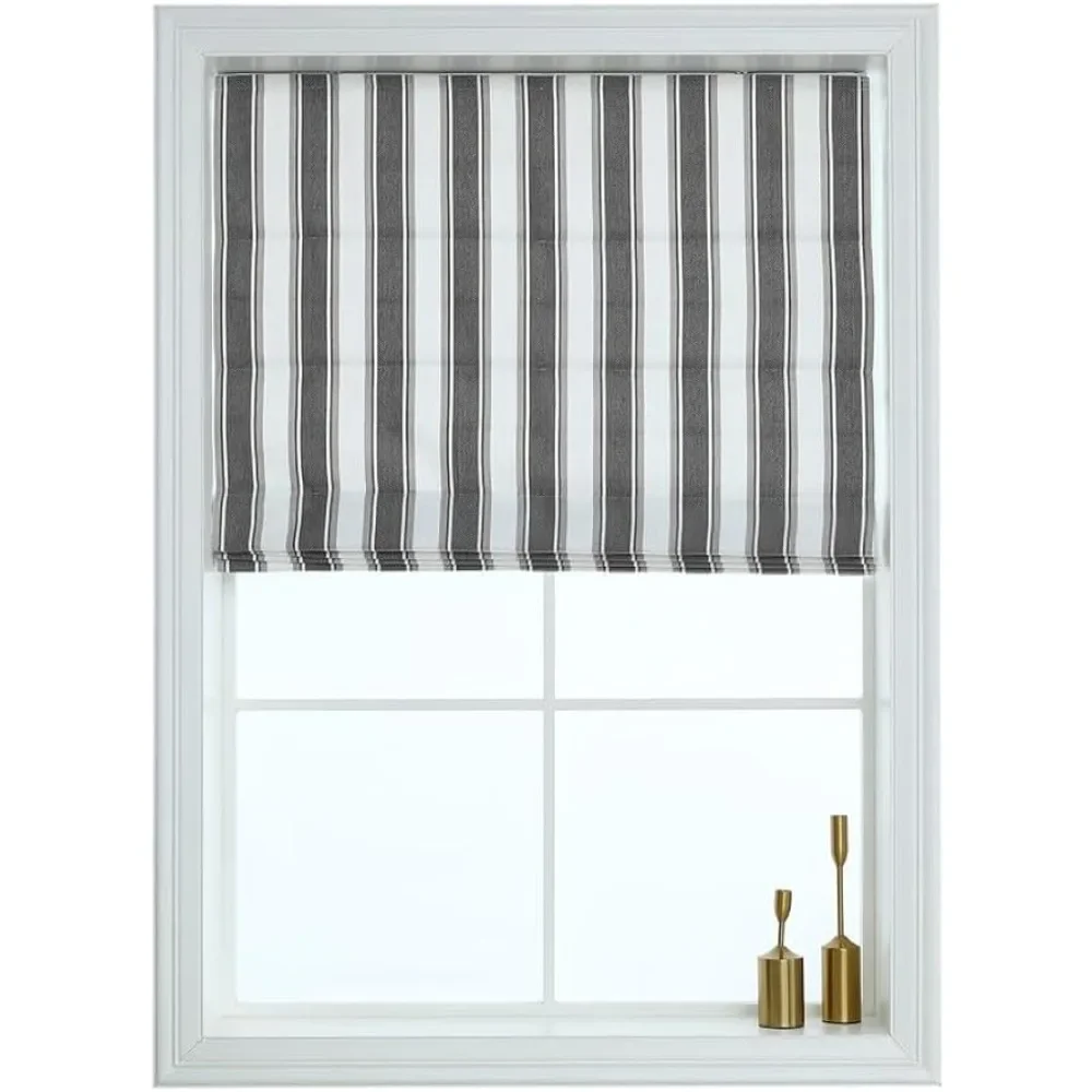 

Yarn-Dyed Vertical Stripe Curtains Brighton Cordless Room Darkening Fabric Shades for Windows Blinds Freight free