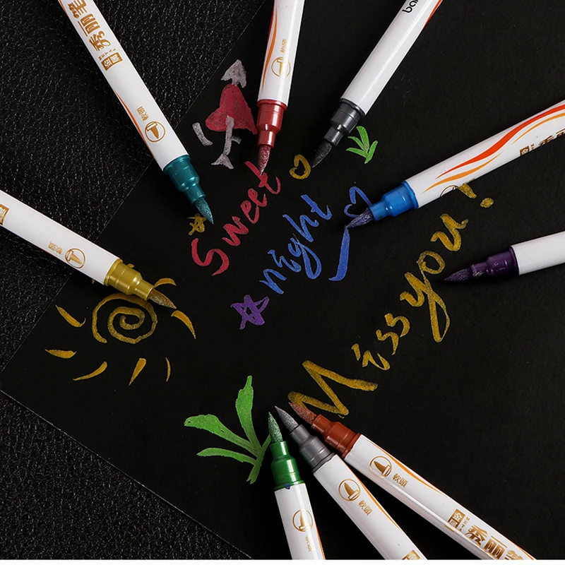 Pen Marker Color Marker Pens Markers Pen Marker Pens Marker Pen Art Marker Pens Metallic Markers Pens Colored Pens Art Markers Calligraphy Brush Pens 10 Colors Metallic Marker Pen Calligraphy Brush Pens Scrapbooking Crafts Card Making Art Pen Drawing Stationery Office Supplies