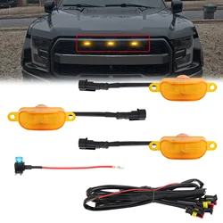 Universal Car Front LED Running Lights for Bumper, Hood, and Grille (3Pcs Amber light)