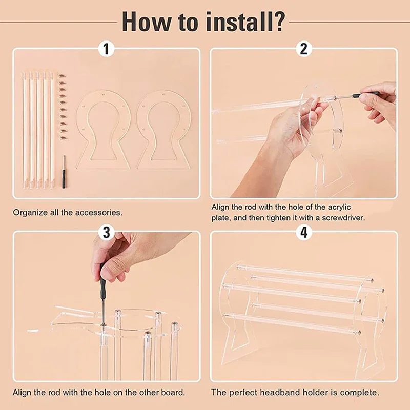ncmama Acrylic Headband Holder For Women Girls Transparent Detachable Hairbands Organizer Hair Hoop Storage Rack Display Stand