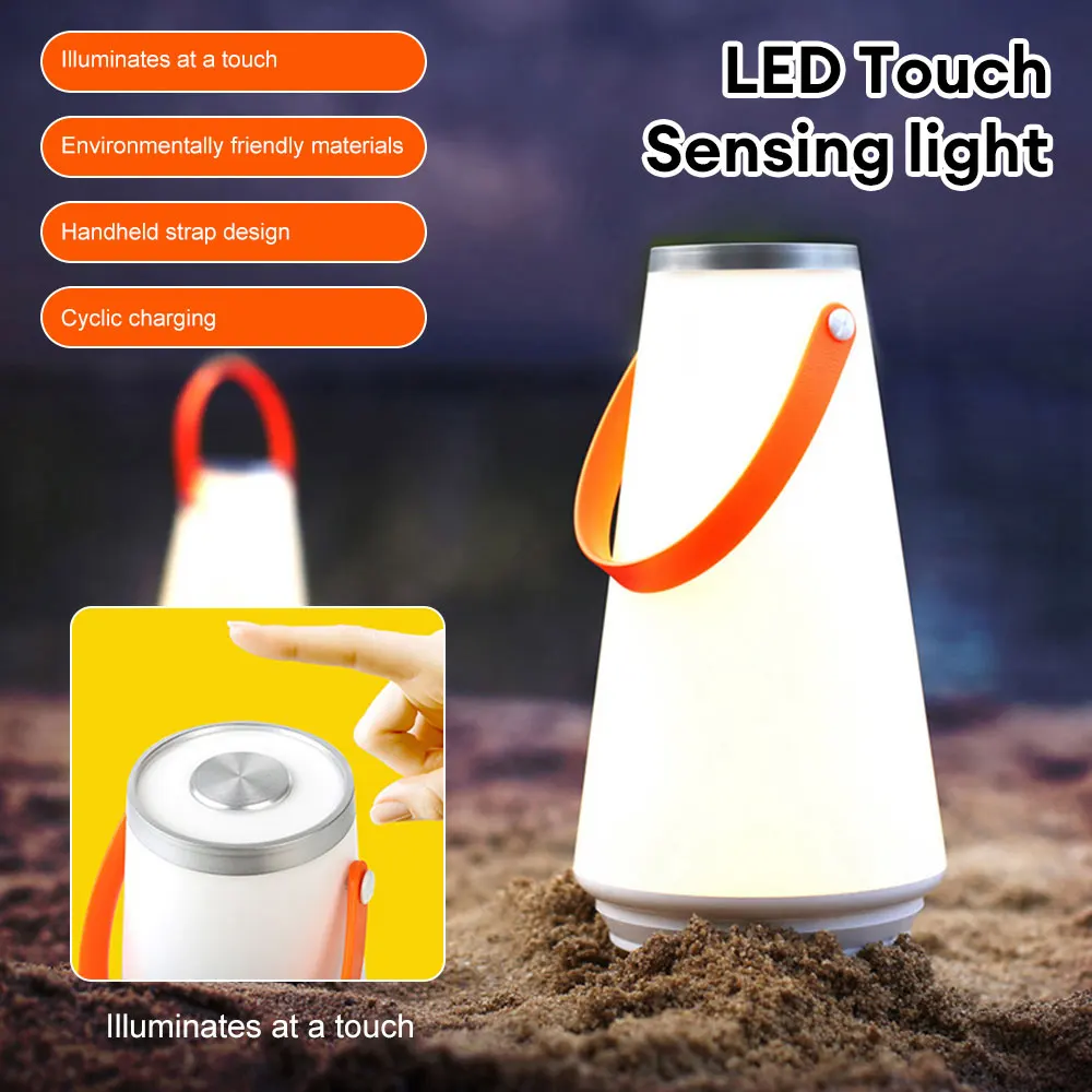 LED Camping Lamp Rechargeable Touch Sensor Light Table Lamp Portable Tent Light Dimmable Night Garden Yard Hanging
