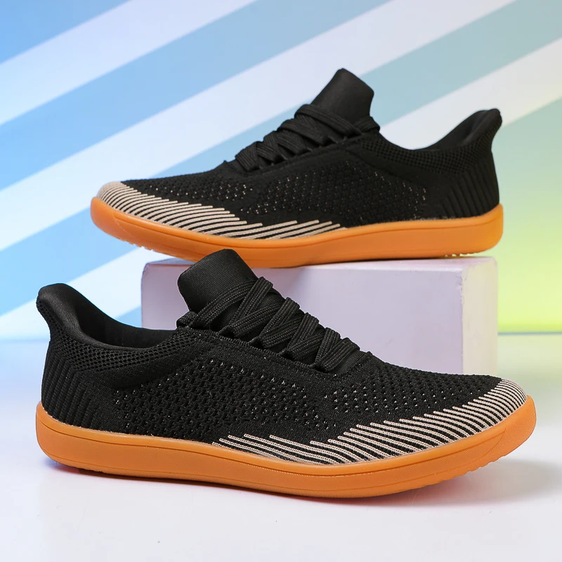 Wide Toe Men Shoes Breathable Knitted Mesh Comfortable Barefoot Casual Versatile Soft Sole Wide Last Shoes Walking Shoe Sneakers 4