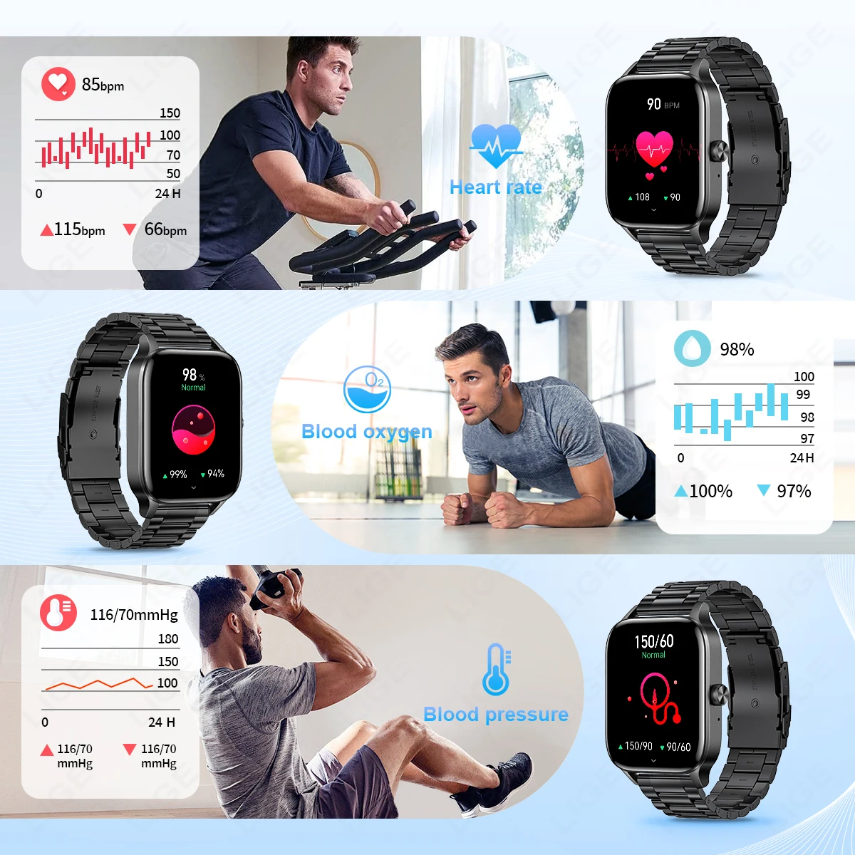 LIGE Fashion Smart Watch Women 1.85” HD Screen Custom Watch Face Women’s Health Monitor Watch Bluetooth Call Sports Smartwatches