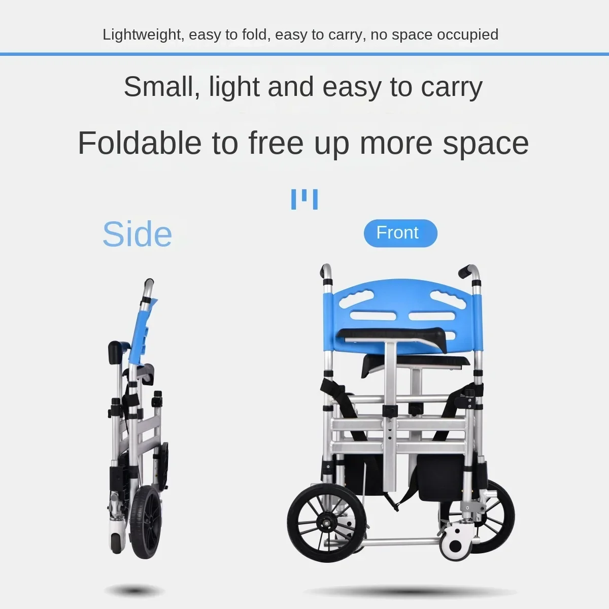 Shower Commode Toilet with Wheels,Hand Pushed Adjustable Height, No Installation  Portable Shower Chair, Commode Chair on Wheels 3