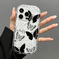 Black Butterfly Pattern Phone Case - Elegant Protective Cover - Galaxy S23 Ultra (2)