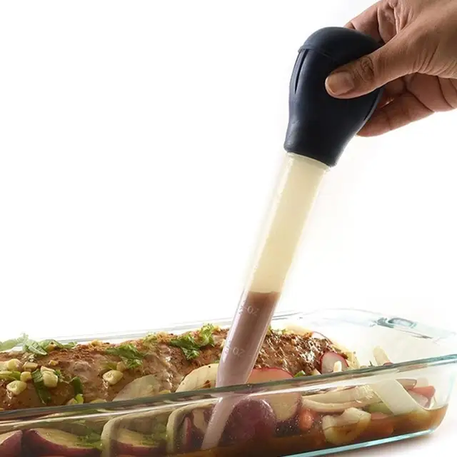 30 Ml Grillező Szerszám Szósz Olajcseppszivattyú Csővezeték Hordozható Főzési Pipetta Tisztító Kefével Szilikon Fej Bbq Kellékek - Image 2