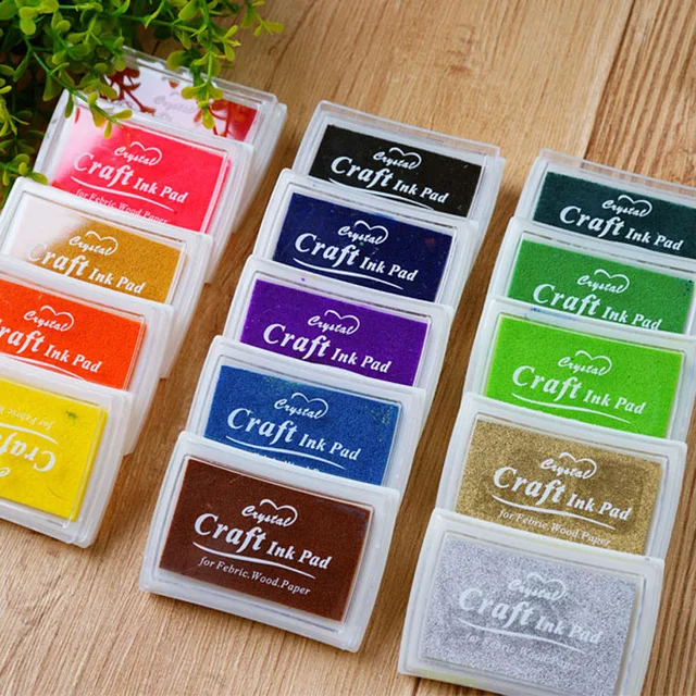 Colorful Inkpad Handmade DIY Craft Oil Based Ink Pad for Fabric Wood Paper Finger Painting Seal Funny Work Fingerprint Accessory