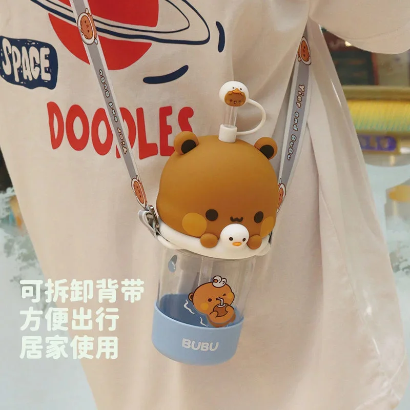 Yier Bubu Dudu Cartoon Straw Cup Cute Water Cup High Temperature Resistant Tritan Anti Drop Summer Portable Coffee Beverage