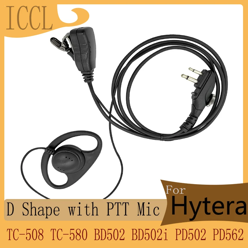 

ICCL-D Shape Earpiece Headset with PTT Mic,Loop Ring,Walkie Talkie,Compatible with Hytera TC-508,TC-580,BD502,BD502i,PD502,PD562