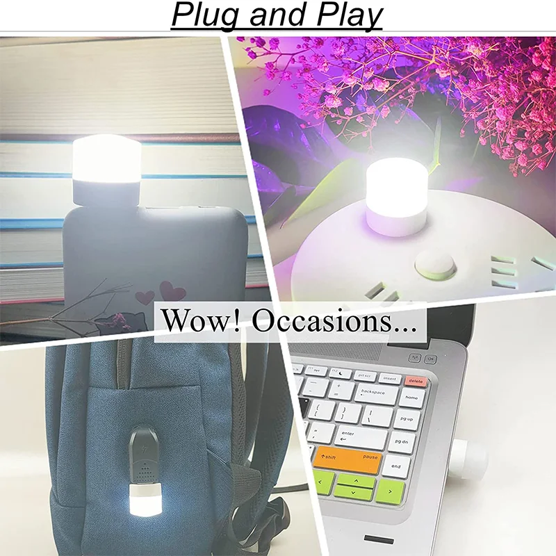 Mini USB Night Light Camping Equipment for Power Bank Computer Plug in LED Light Bulb Mini Keychain Camping Lamp 5Pcs