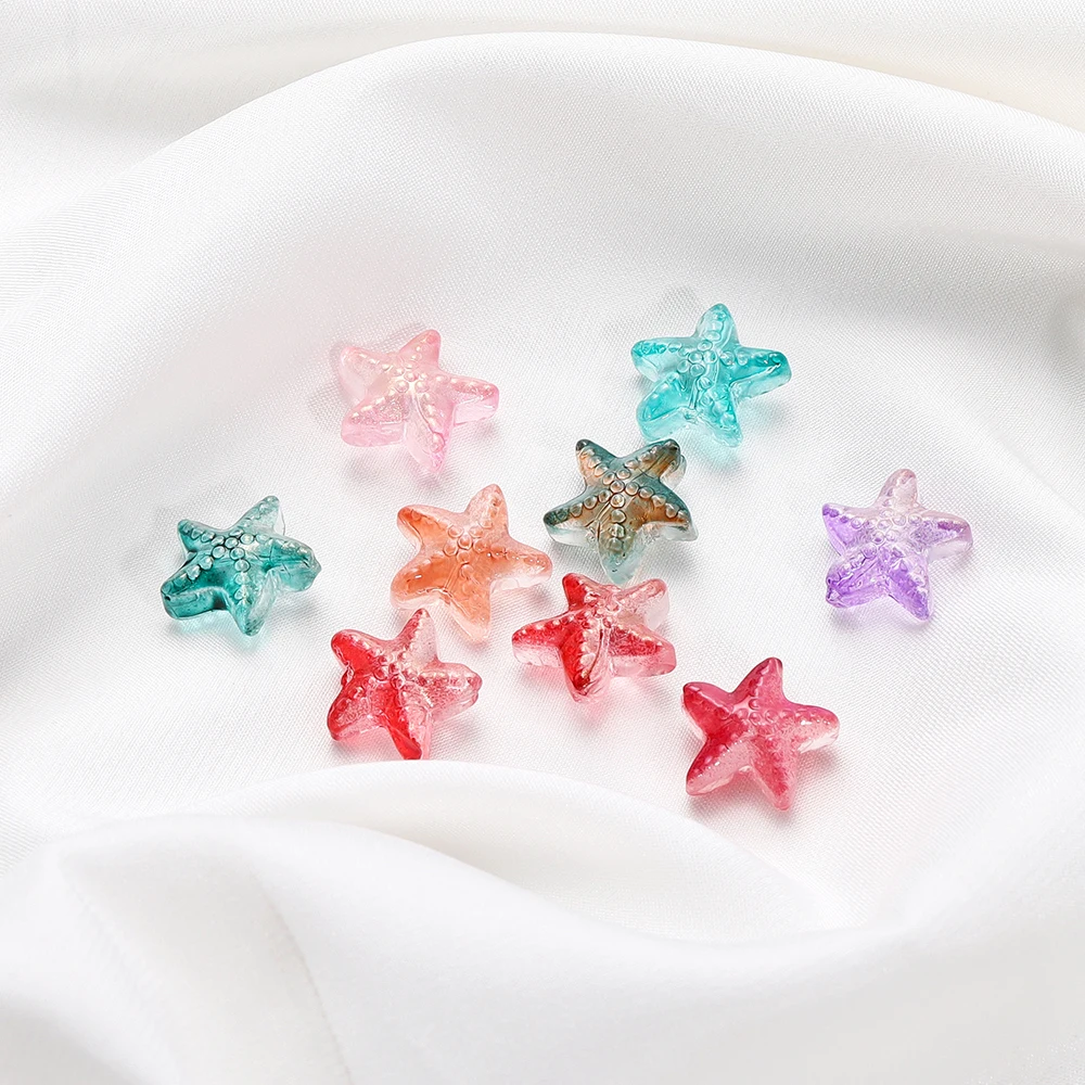 10/20 teile/los 15*15,5mm Glas Seestern Form Charme kleine lose Perlen für DIY Schmuck Herstellung Ohrringe Armband Großhandel – Detail 3