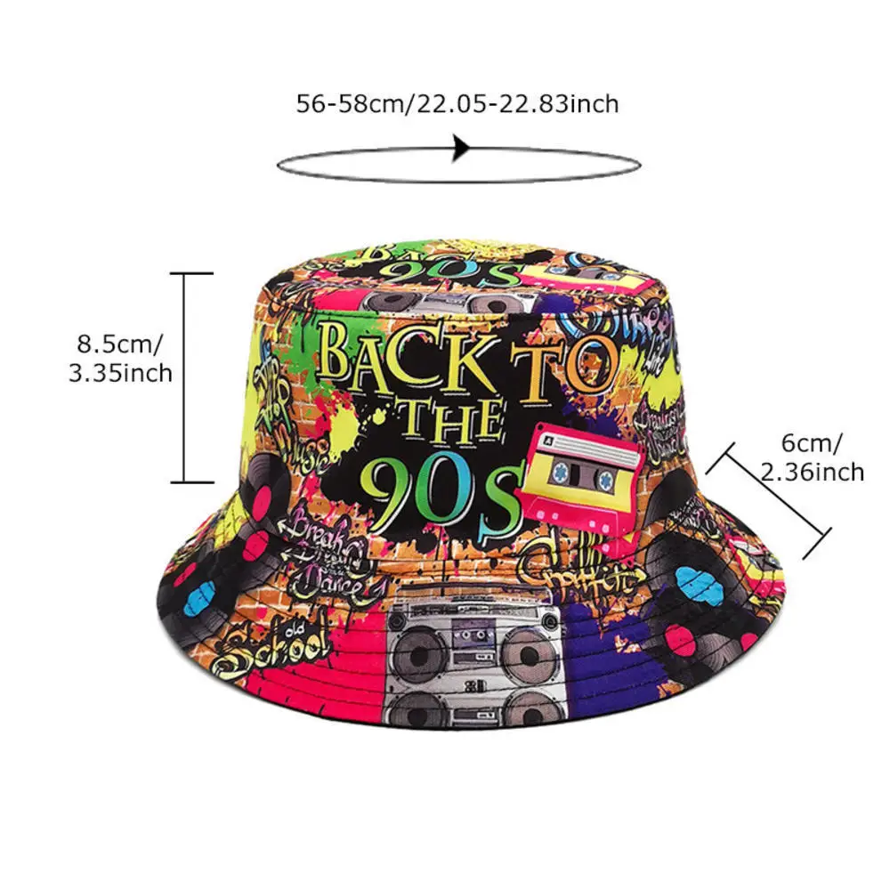 Retro 80s 90s Bucket Hat Women Fisherman Caps Outdoor