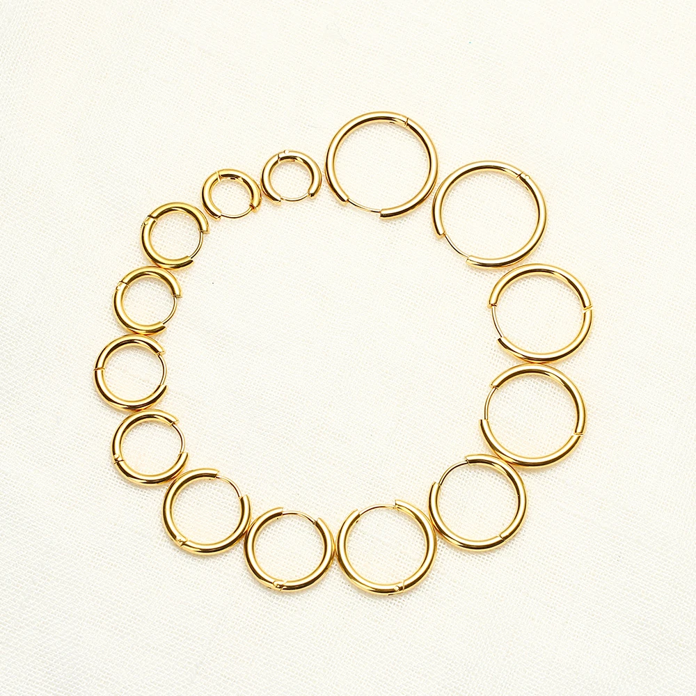 Small Hoop Earrings Women Men Gold Color Stainless Steel Round Circle Mujer Cartiage Piercing aretes acero de inoxidable mujer 6