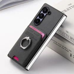 Detachable Magnetic Leather Wallet with Card Holder and Bracket Cover (Black)