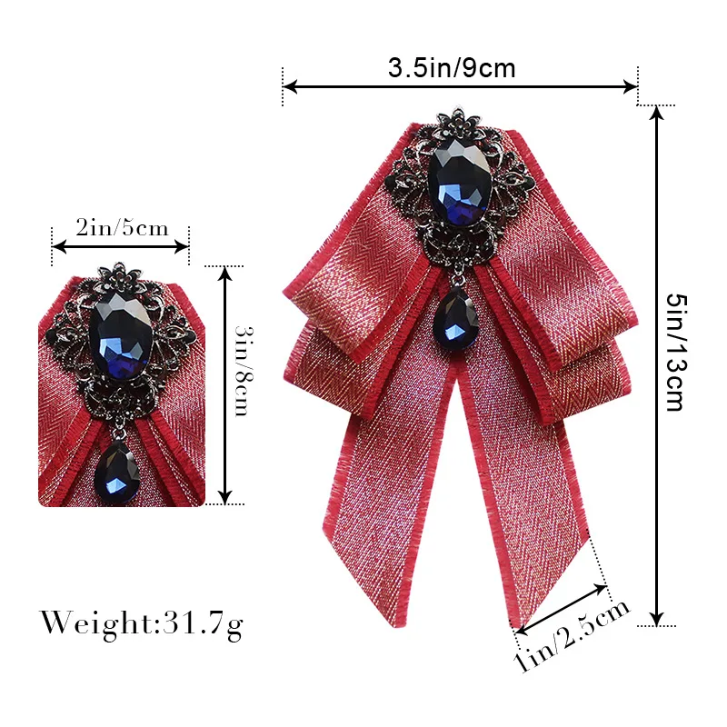 Vintage Crystal Fabric Bow Tie Brooch Korean Fashion Bowties Neckties for Man Ribbon Shirt Collar Luxulry Jewelry Accessories bow tie