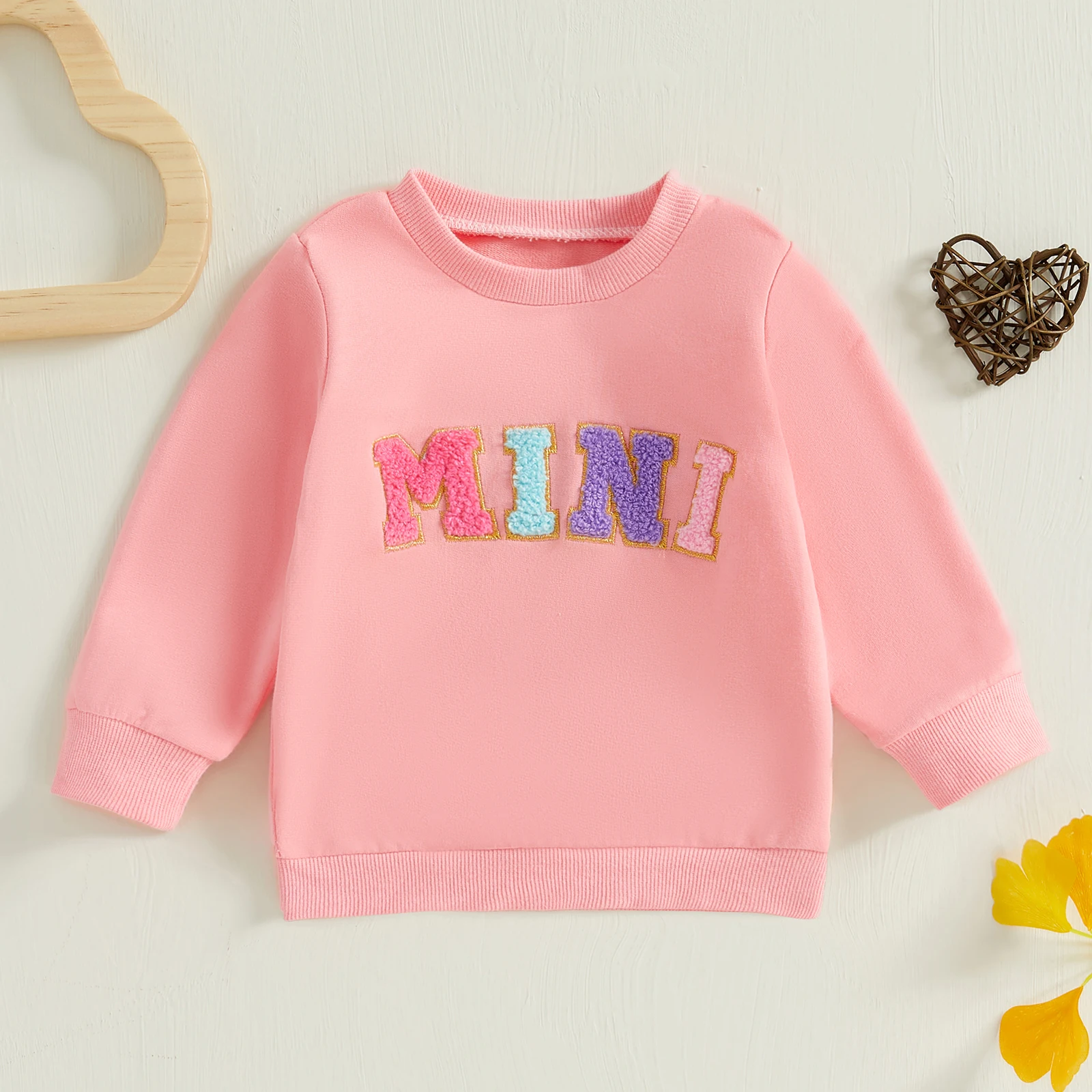 Citgeett Spring Mommy and Me Matching Outfits Long Sleeve Letter Embroidery Sweatshirts Pullovers Clothes 2