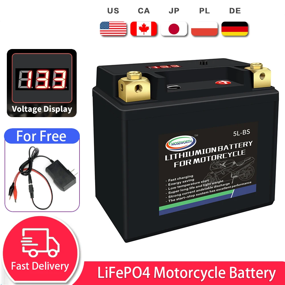 5L-Bs 3Ah 12V Batteria Moto Lifepo4 Batteria Con Bms Scooter Elettrico Jump Starter Per Atv Utv Motorhome Motoslitta Moto