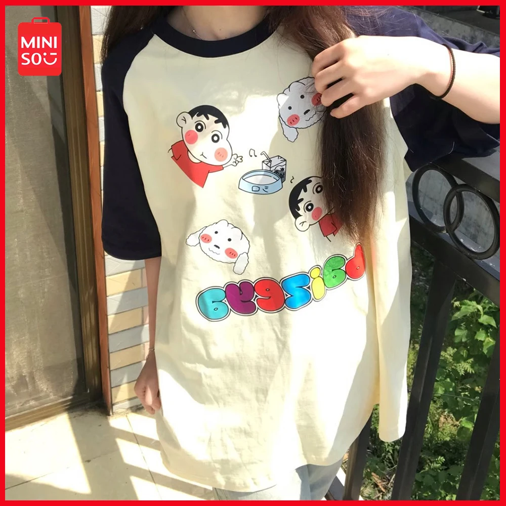 

2024 Miniso Sanrio Pochacco Cartoon Anime Boys and Girls T-Shirt Fashion Summer Loose Print Short Sleeve Valentine's Day Gift