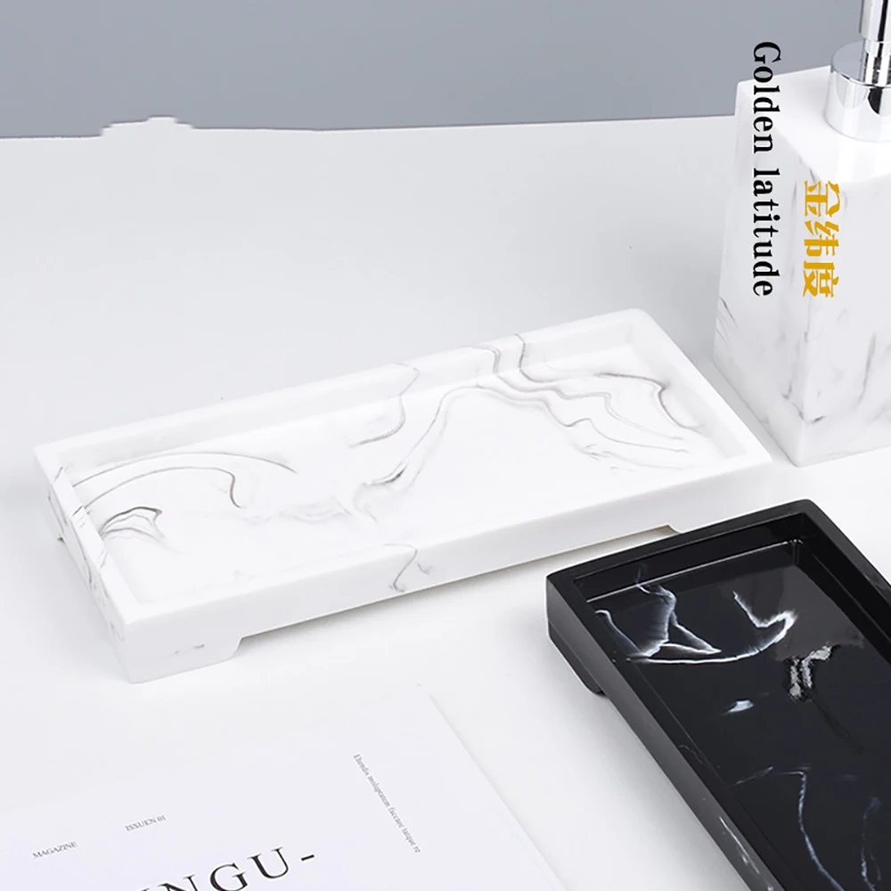 Nordic Imitation Marble Resin Tray Bathroom Storage Tray Rectangular Jewelry Storage Kithen Dish Dispenser Home Decor