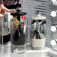 Automatic Lifting Makeup Brushes Holder with Lid Dustproof Makeup Organizer for Vanity Cosmetic Storage Box Lipstick Container 2