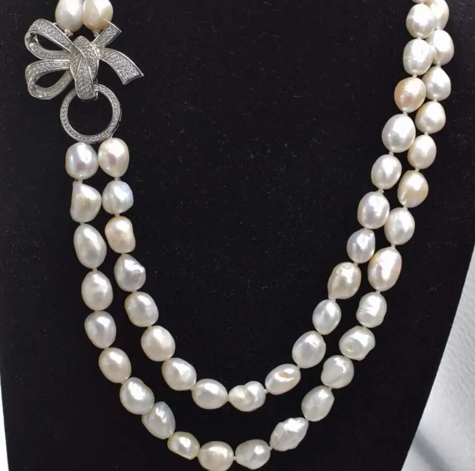 

Ожерелье из пресноводного жемчуга, белый нестандартный барокко, 2 ряда, 10-11 мм, 22-24 дюйма, оптовая продажа
