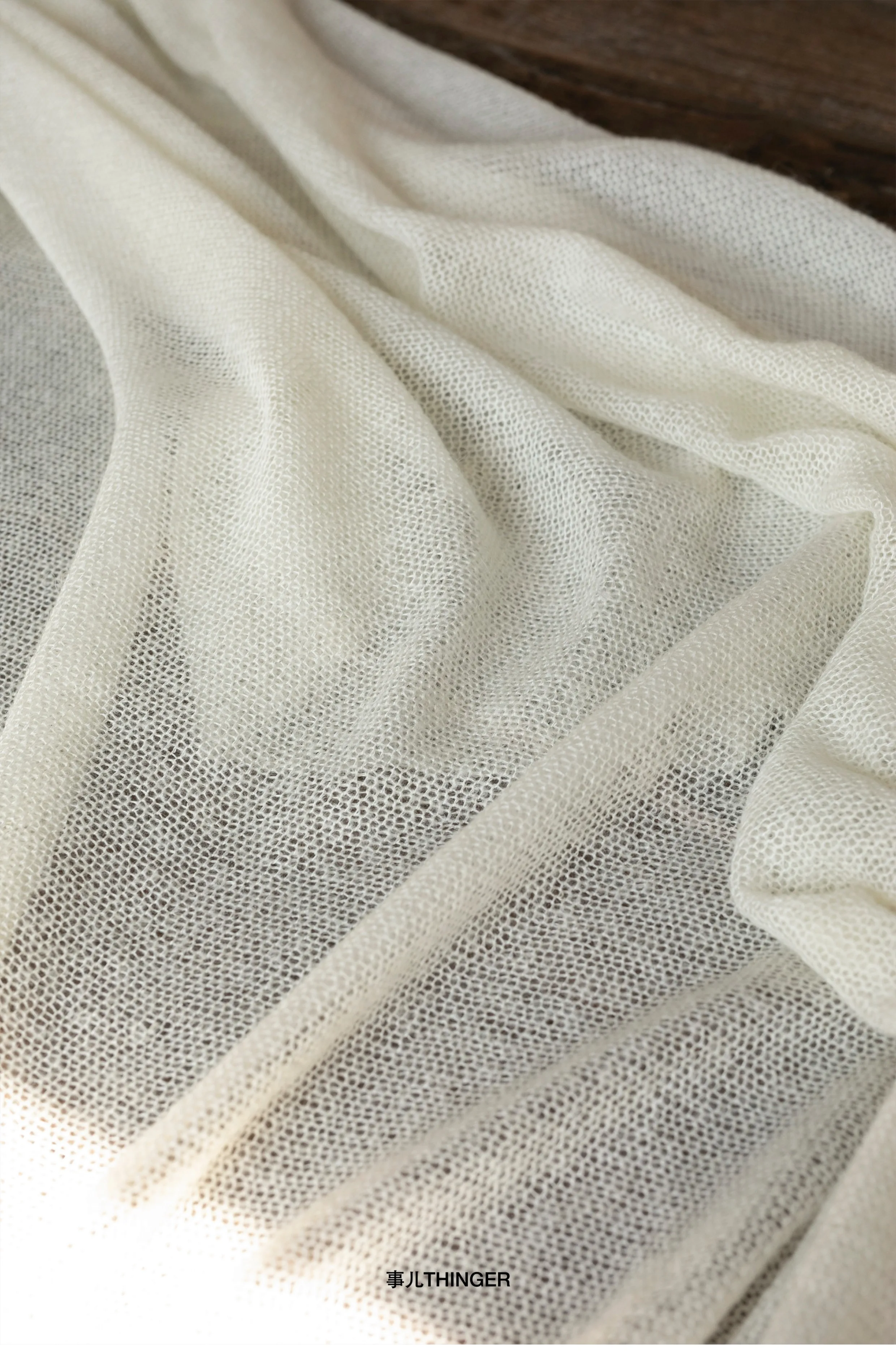Description Picture 6 of itemKnitted Fabric Beige White Skin Friendly Light Soft Thin Hollowed Out Designer Apparel Sewing Fabric Cloth Wool Nylon Material