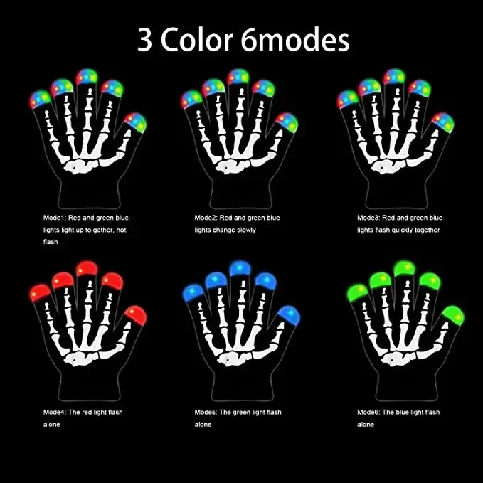 Glowing in the dark LED luminous Skeleton Gloves