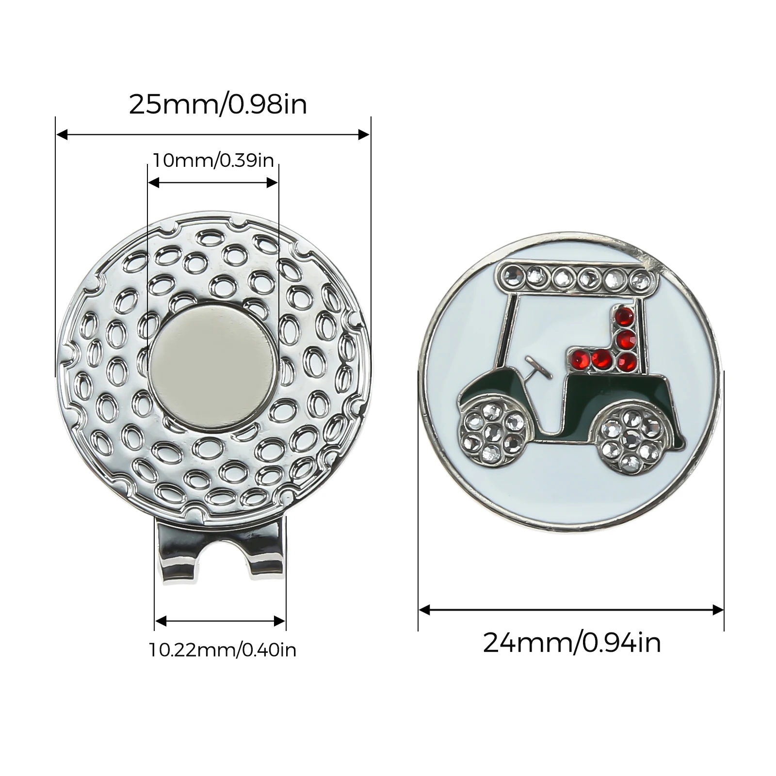 1PC Crystal Diamond Car Patterns Golf Ball Marker with Magnetic Hat Clip Markers Golfers Gift for Men Women Kids Golf Accessorie