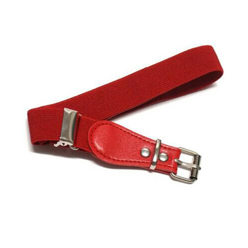 Fashion Children Candy Color Belt Girls/Boys Elastic Waist Belt Metal Pin Buckle Kids PU White/Red Belts NEW
