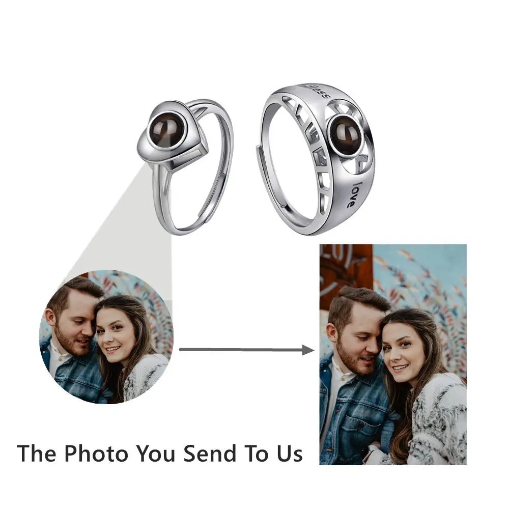 Customized Ring Projection Photo Rings for Women Couple Jewelry Round Heart Mens Family Wife Girl Wedding Personalized Gifts