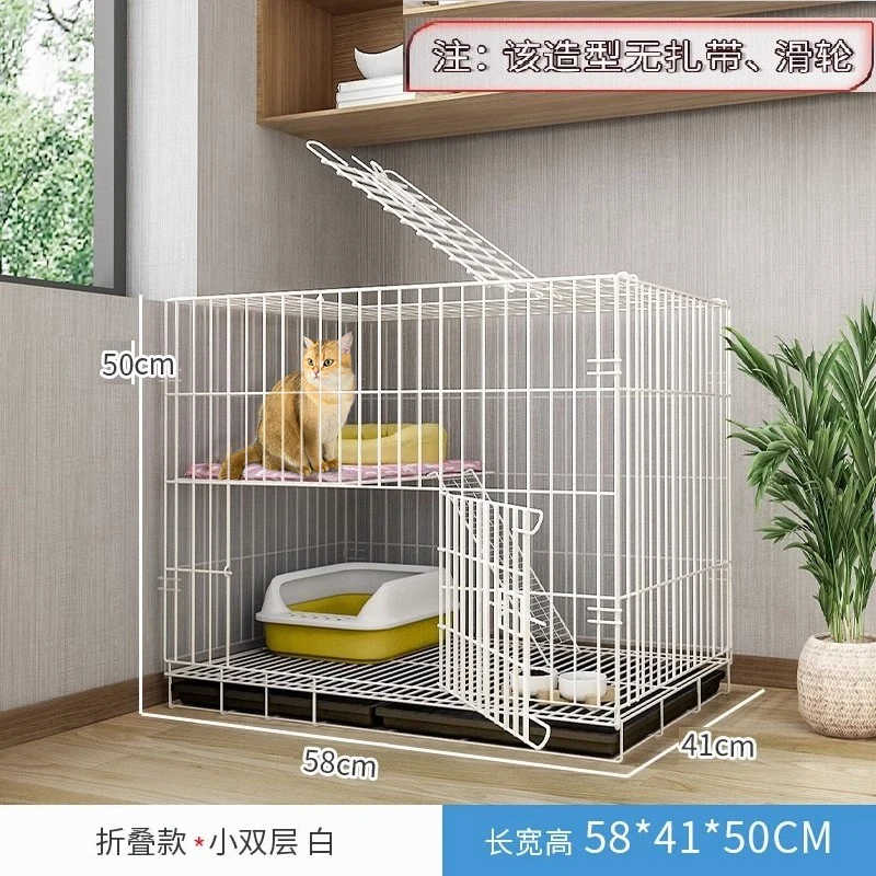 

Cat Cage Home Indoor Two-Storey Villa Toilet Litter Box