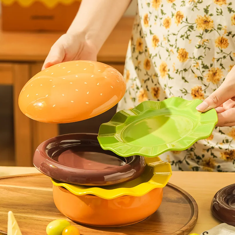 Creative Hamburger Bowl and Plate Set High Beauty Salad Bowls - Main Image