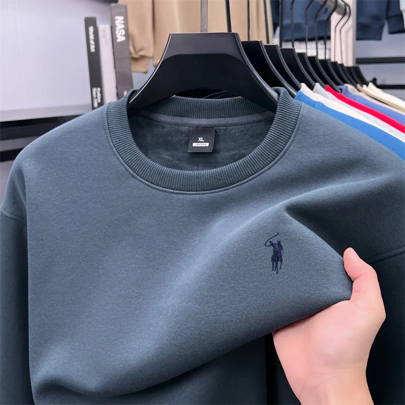 Designer brand men's round neck sportswear autumn new item thickened warm luxury pony print loose casual Paul pullover 2