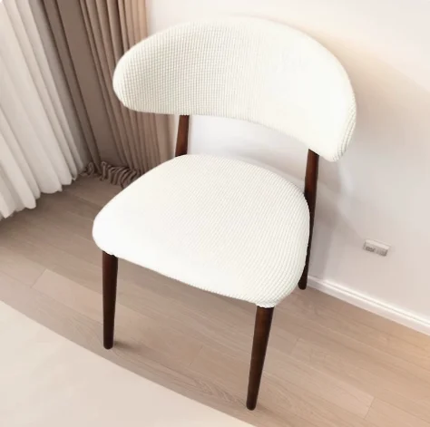 Set of Stretch Split Polar Fleece Chair Covers - Solid Color Dining Room Chair Protectors