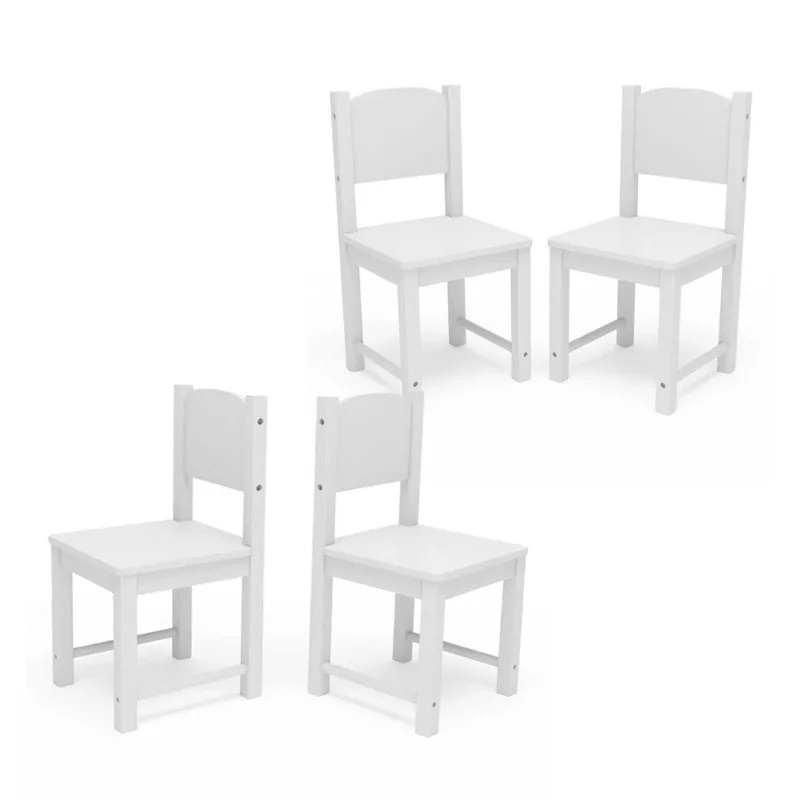 

Kid’s Chairs Set Solid Hard Wood Child (Set of 4) for Bedroom Playroom, White kids table and chair set