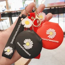 

Free Shipping Daisy Multifunctional Make Up Mirror Key Chain Bag Car Pendant Small Gift Key Ring Car Accessories
