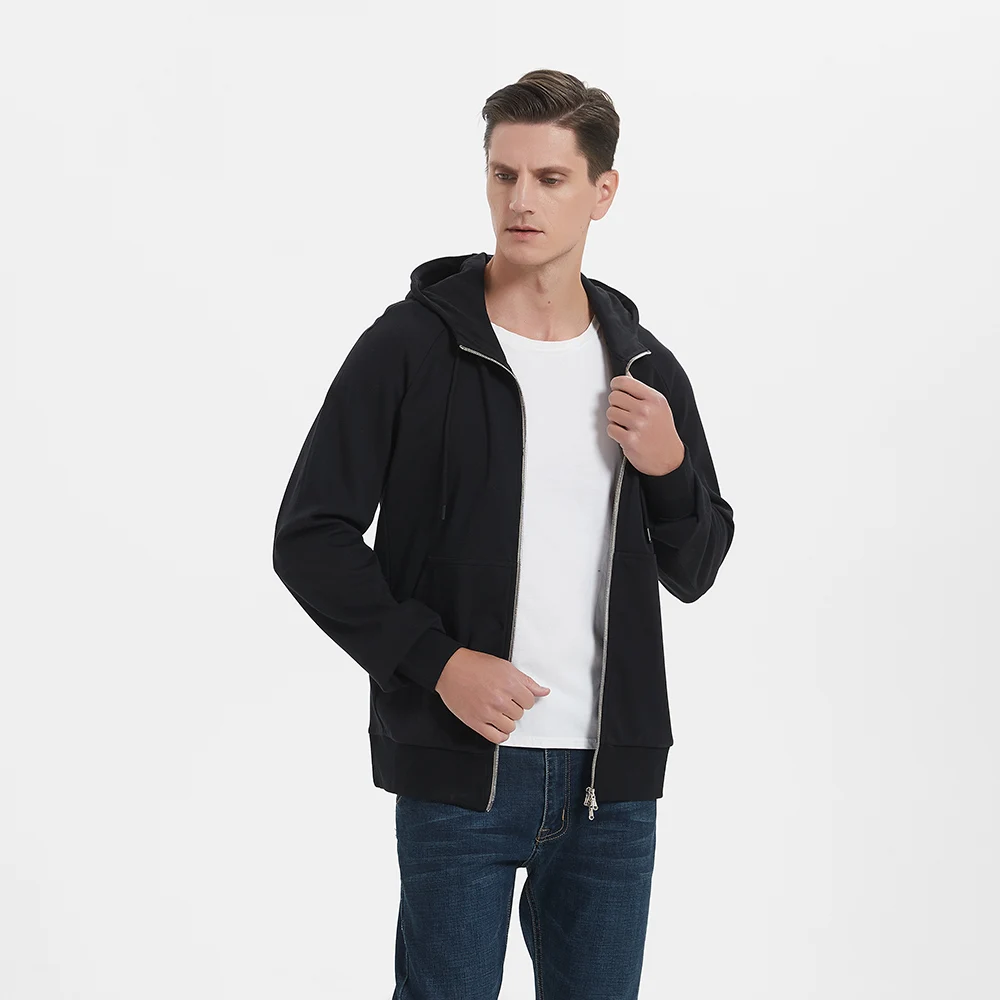 Urgarding RFID 차단 EMF 높은 보호 방사선 차단, 실버 코튼 지퍼 업 후드, 블랙 컬러