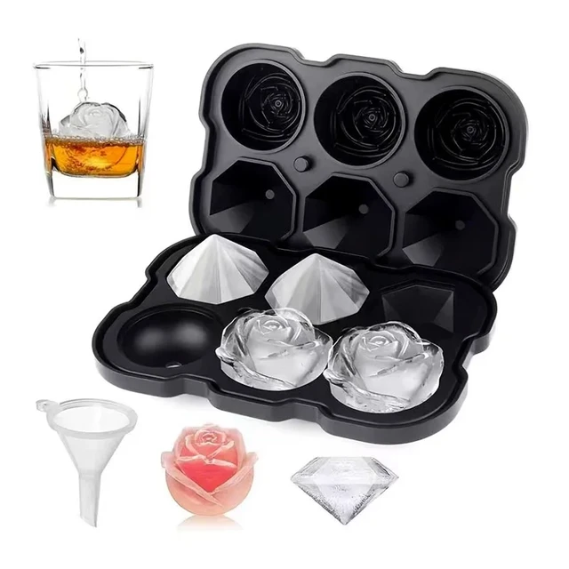 Diamond Shape Ice Cube Maker Molds Reusable Ice Maker Flexible 6-Ice Cube  Trays