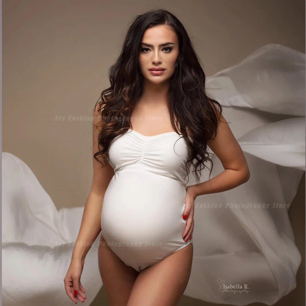 Maternity Sexy Bodysuit Photo Shoot Photography Jumpsuit For Women Pregnancy Bodysuit Strapless Stretchy Fabric