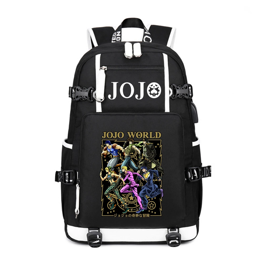 

JoJo's Bizarre Adventure Oxford Laptop Backpack With USB Port Anime School Bags Men Travel Bagpack Large Shouder Rucksack