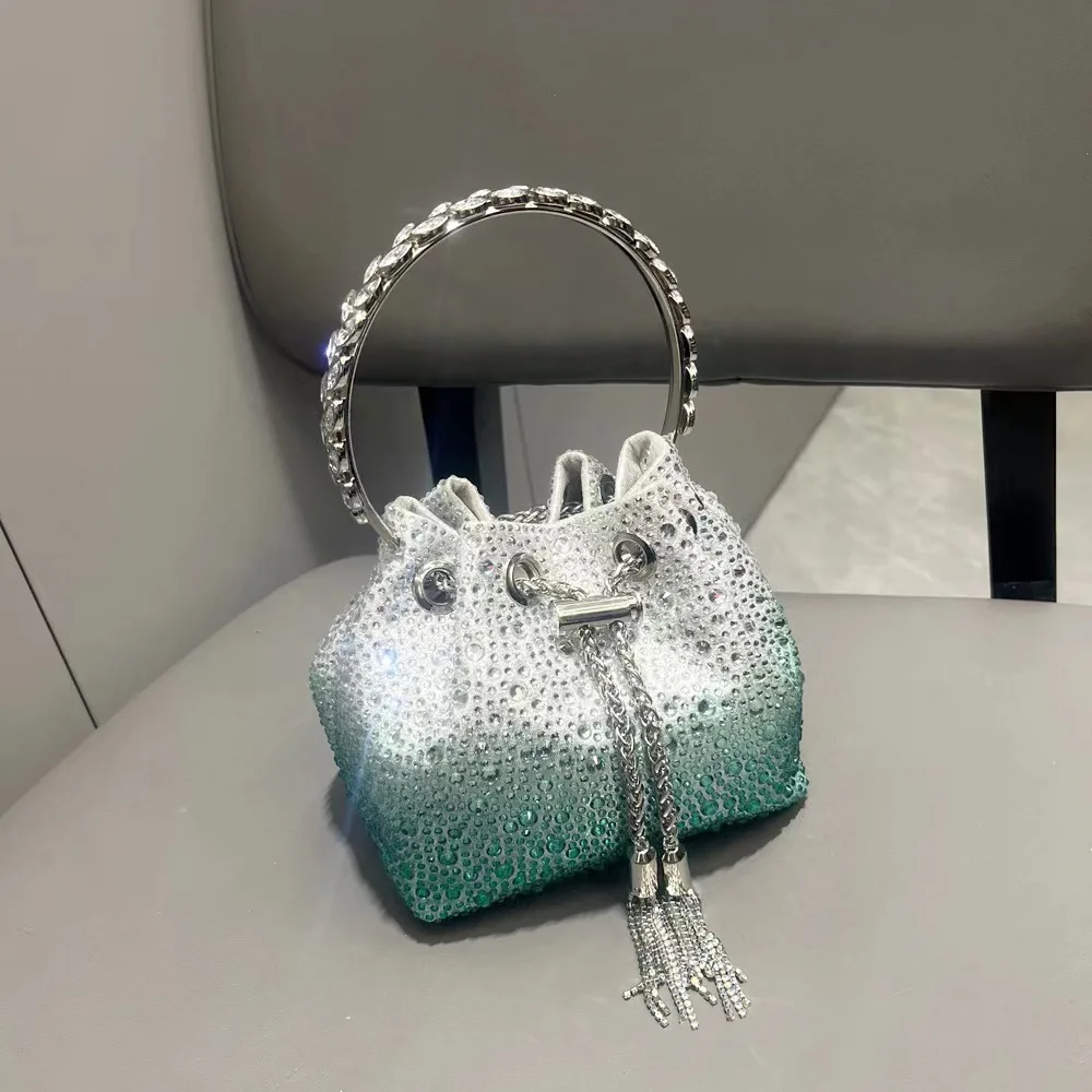 Handle Rhinestones Evening clutch Bag Purses and handbag luxury Designer shoulder bags Shiny Crystal Clutch purse bucket bag