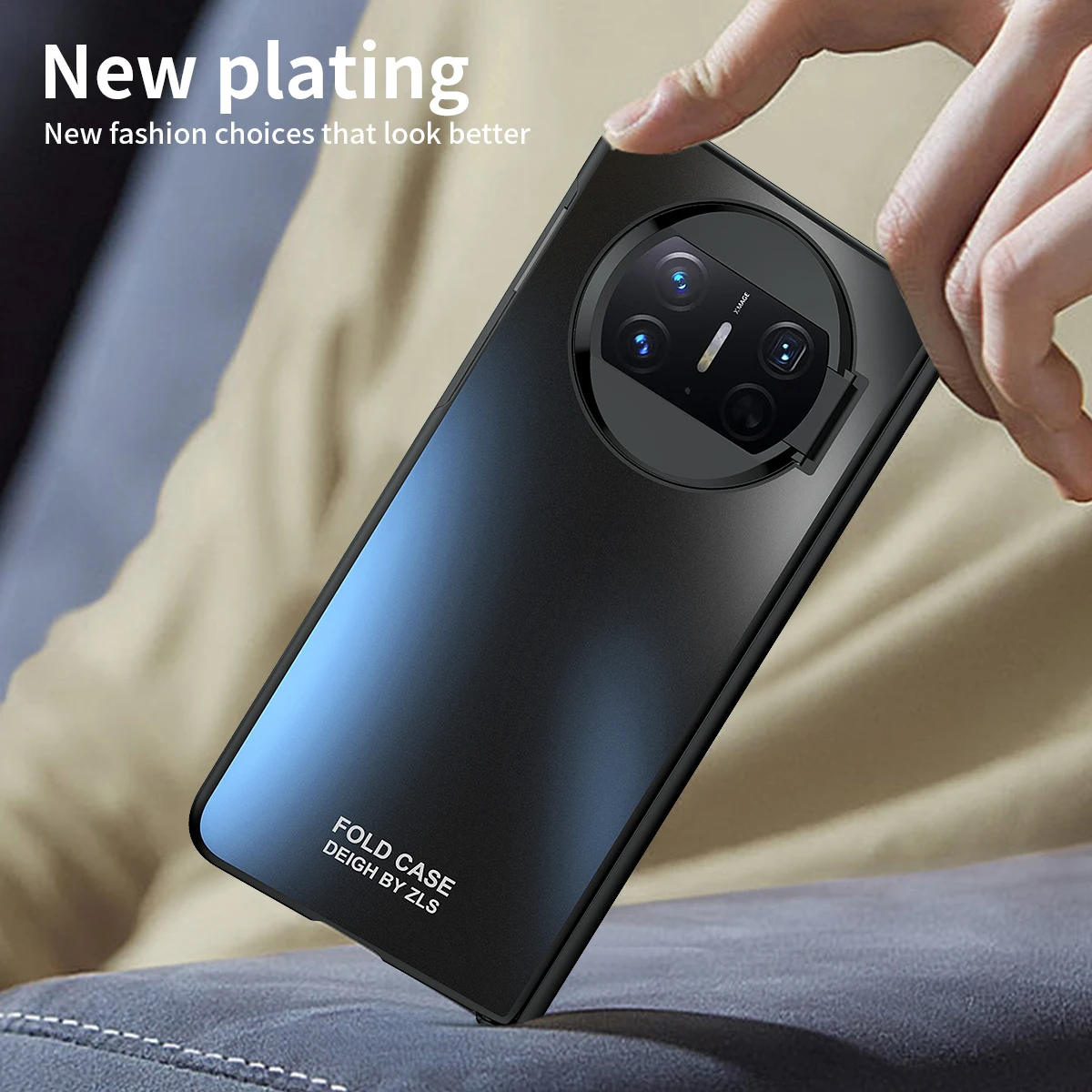 Frosted Plating Phone Case For Huawei Mate X3 Abrasion Resistant, Ultra-light And Ultra-thin Hinge Case With Hidden Bracket