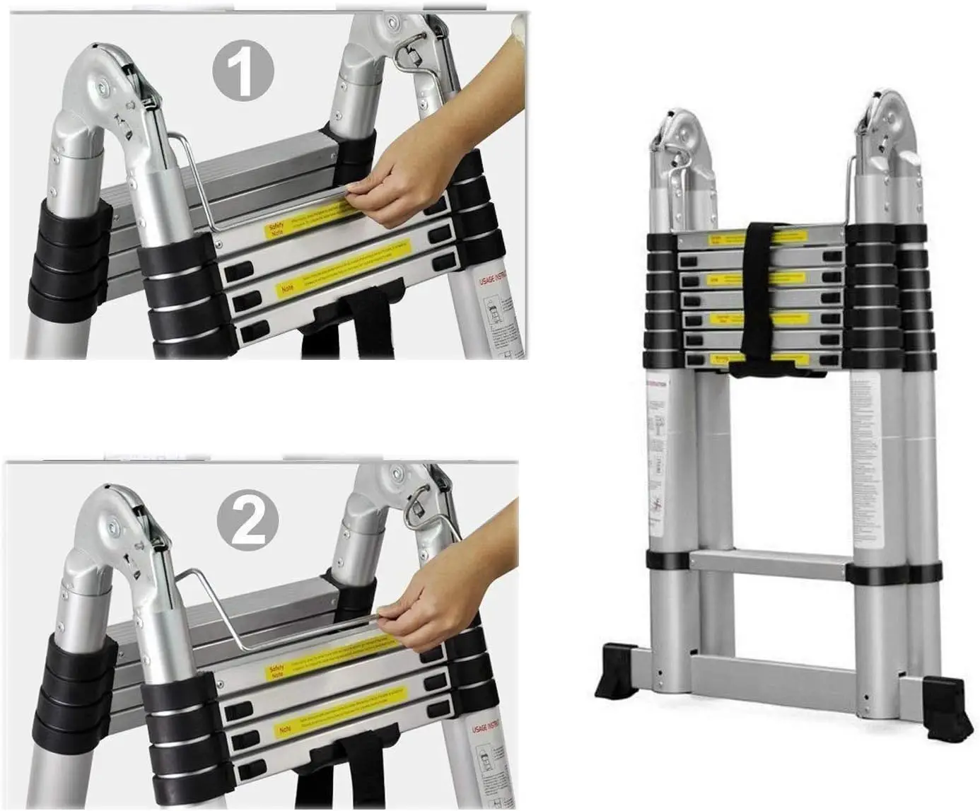 EN131 Certified Ladder 12.5ft Telescoping Ladder – A-Frame & Straight 2 ...