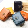 Women Change Short Wallet PU Leather Zipper Closure Coin Pocket Purse Card Holder Carrying Bag Festival Orange 1