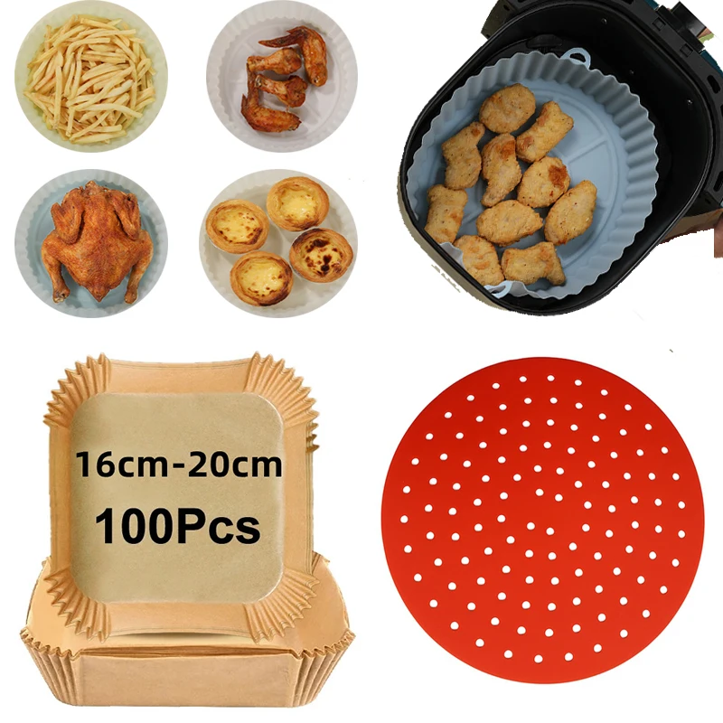 Reusable Air Fryer Paper Liner Airfryer Accessories Silicone Baking Liners  for Ninja Philips Oven Easy Cleaning Oil-free L-XXL