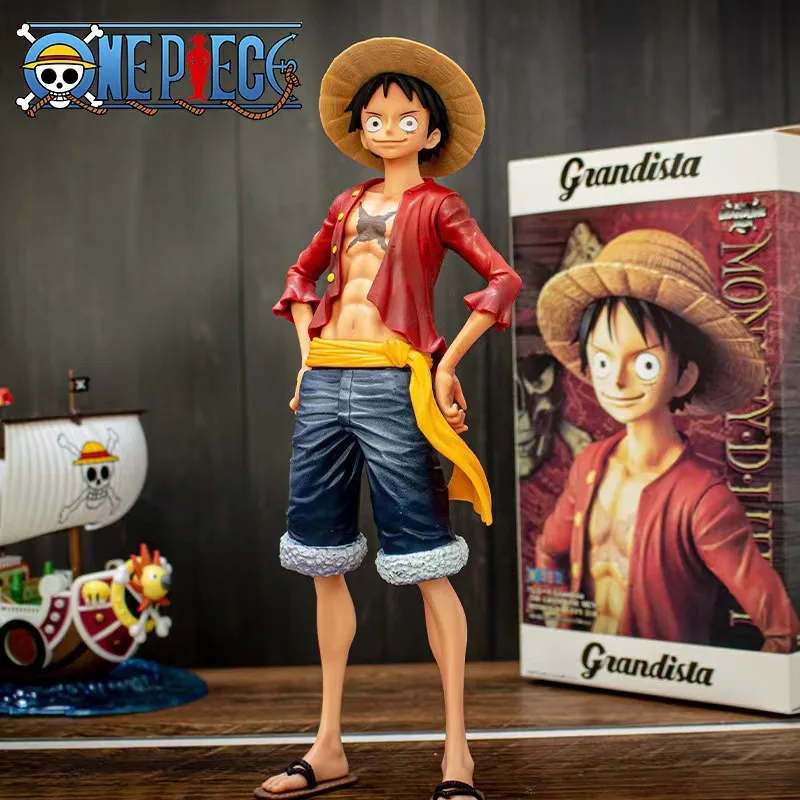 

Hot 26cm One Piece Anime Figure Confident Smiley Luffy Three Form Face Changing Doll Action Figurine Model Toys Kits