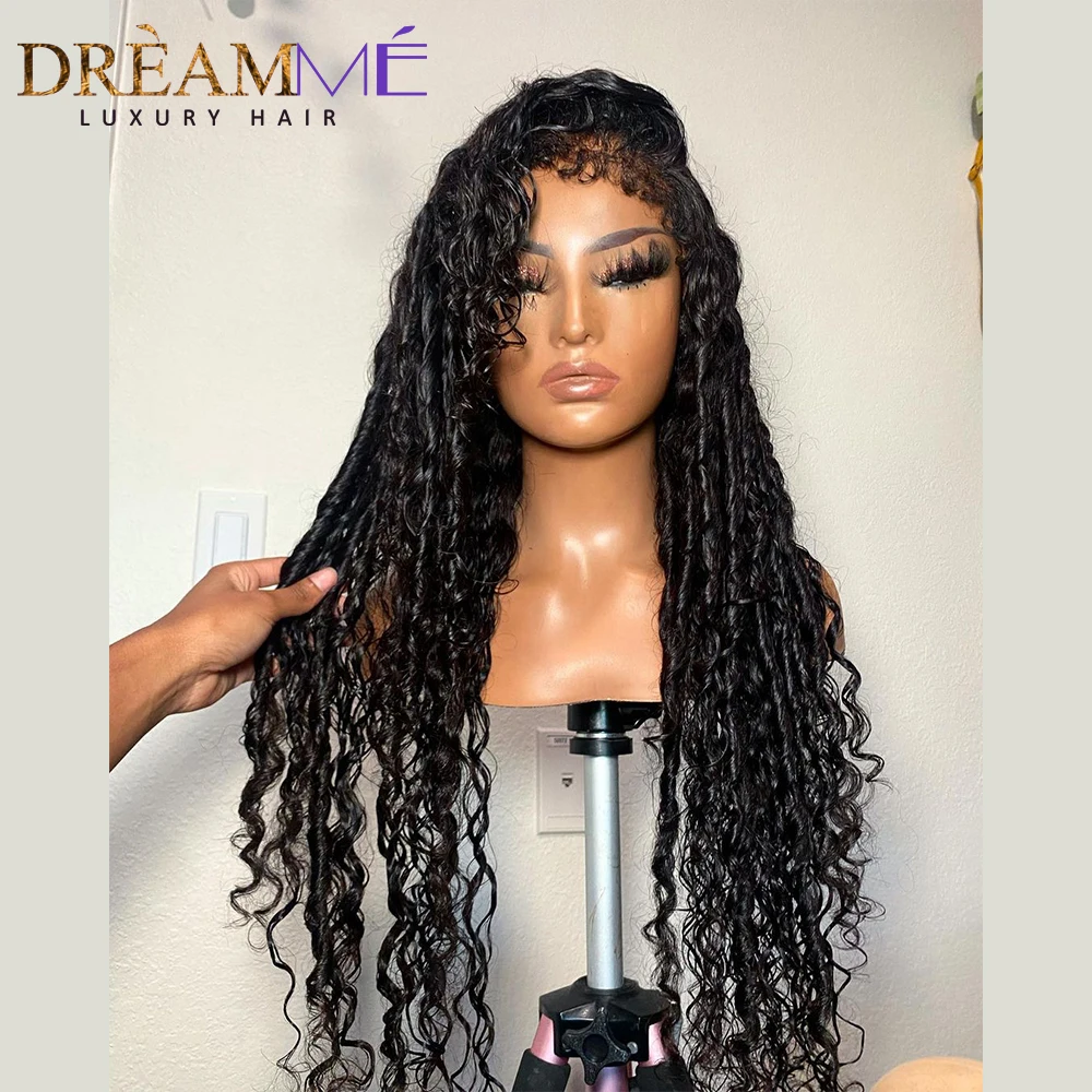 180% Deep Water Wave Curly Baby Hair Lace Wig Kinky Edges Lace Front Wig Human Hair PrePlucked 13x6 Transparent Frontal