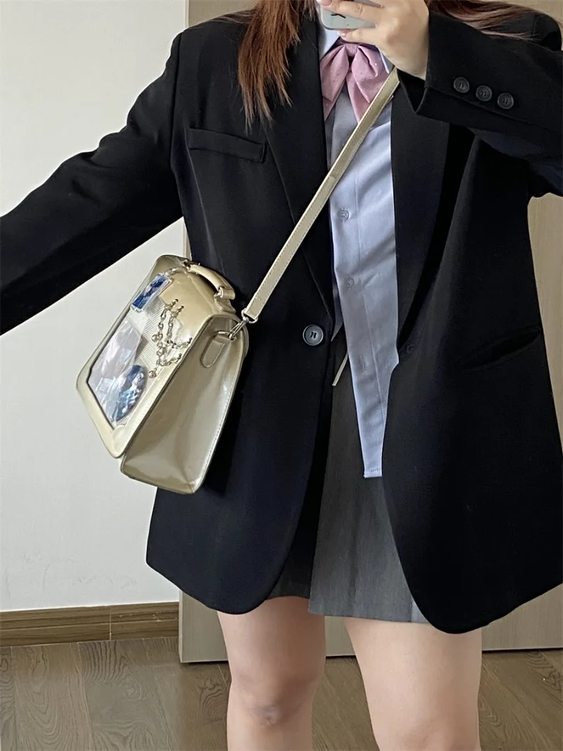 Square Ita Mochila Transparent Xrossbady Mochilas Mujer Youth Original School Bag Chain Backpack 2025 New Bags for Women 5