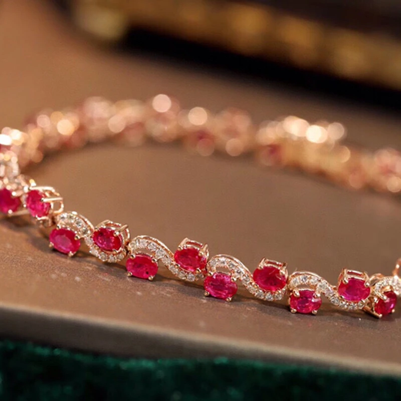 Aazuo Premium Jewelry 18K Solid Rose Gold Real Diamonds Natural Ruby Classic S Line Bracelet Gifted For Women High Cass Banquet 9 S303b0599b12243e2bd1bcbaa6e12bb5e8 Aazuo Premium Jewelry 18K Solid Rose Gold Real Diamonds Natural Ruby Classic S Line Bracelet Gifted For Women High Cass Banquet