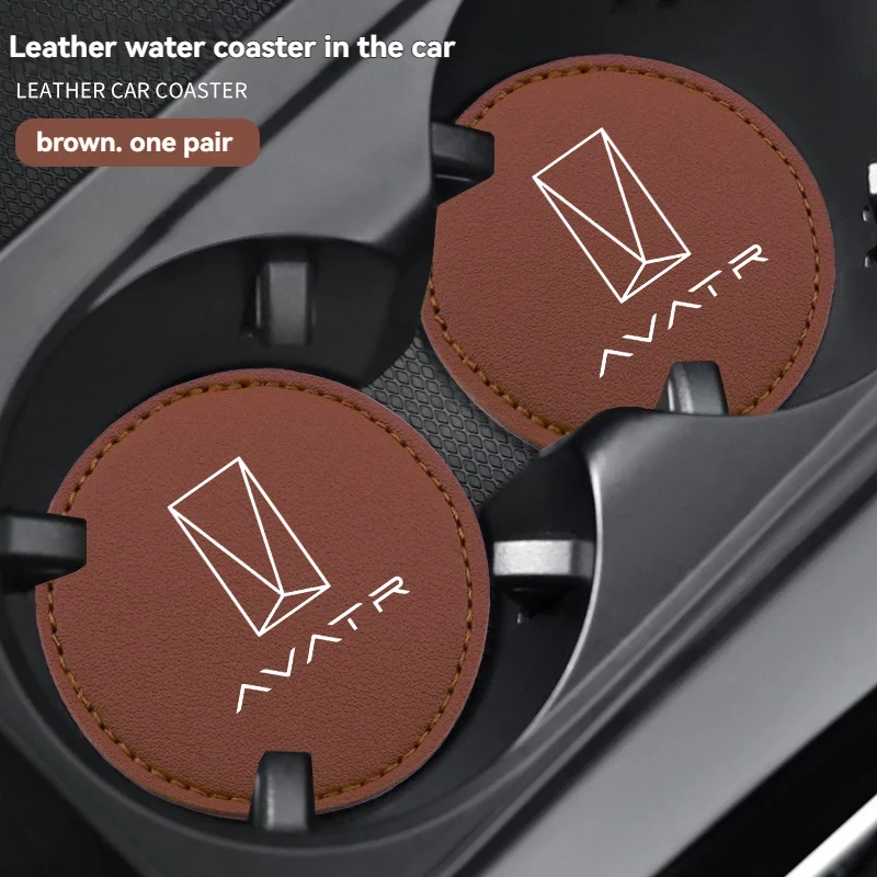 2Pcs Car Coaster Mats Water Cup Bottle Anti-slip Pads with For Changan AVATR 11 12 Car Accessories